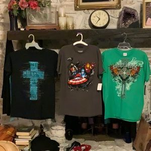 Lot of 3 Mens Med s/s t shirts Marvel NWT #0822C
